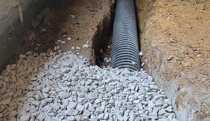 Crawl space drainage system installation Crawl space drainage system installation