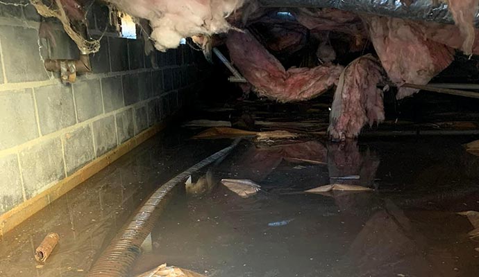 Water damaged crawl space Water damaged crawl space